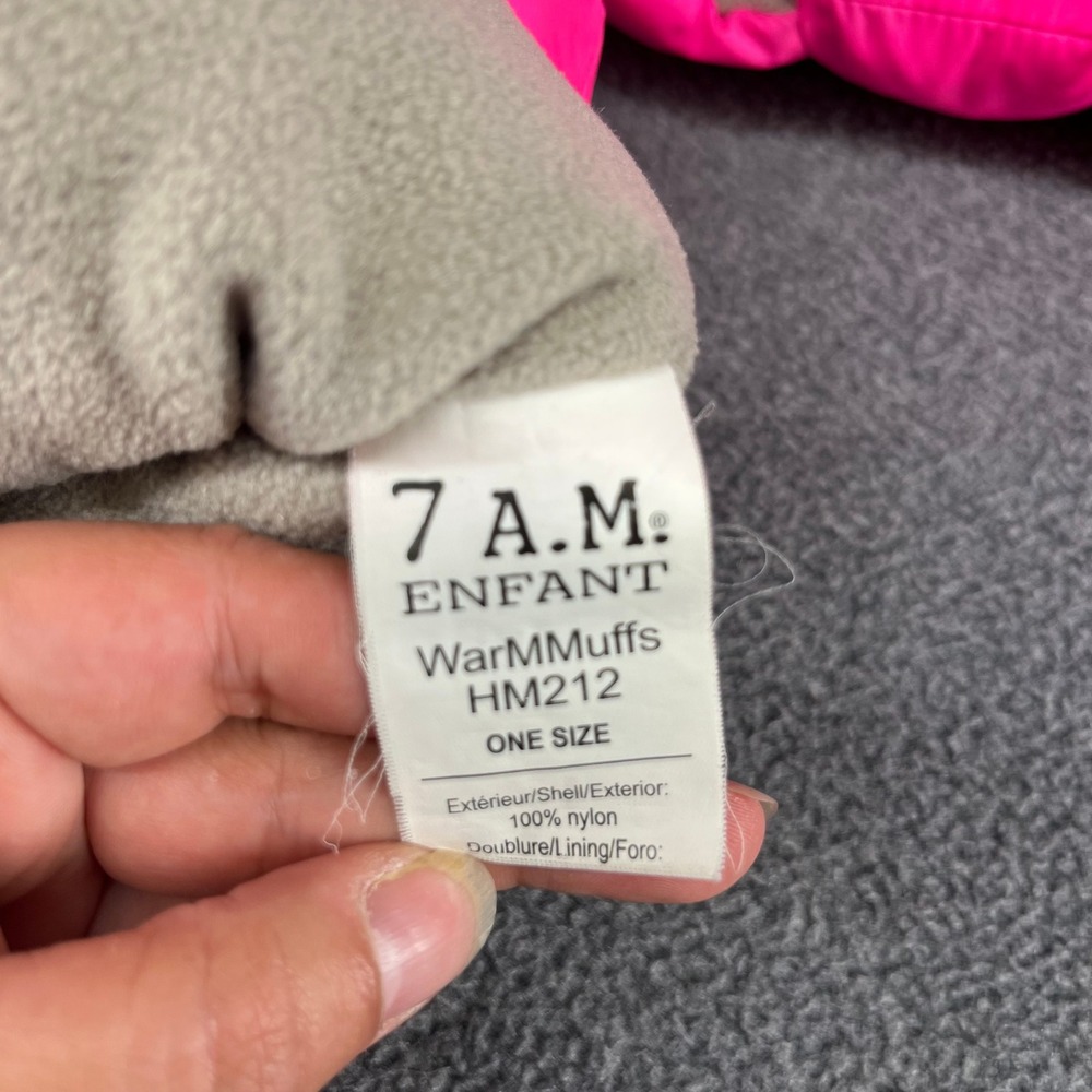 7 A.M. Enfant WarMMuffs Stroller Mittens Women OS Neon Pink Puffer Fleece HM212 - Picture 5 of 9